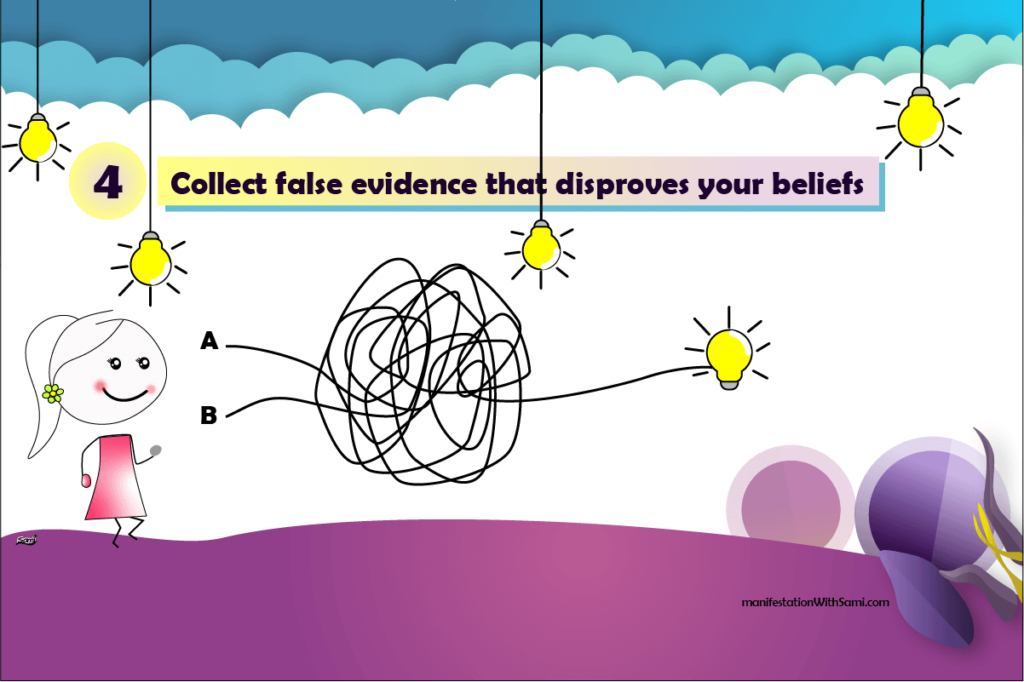  Collect false evidence that disproves your beliefs if you want to change your mindset.