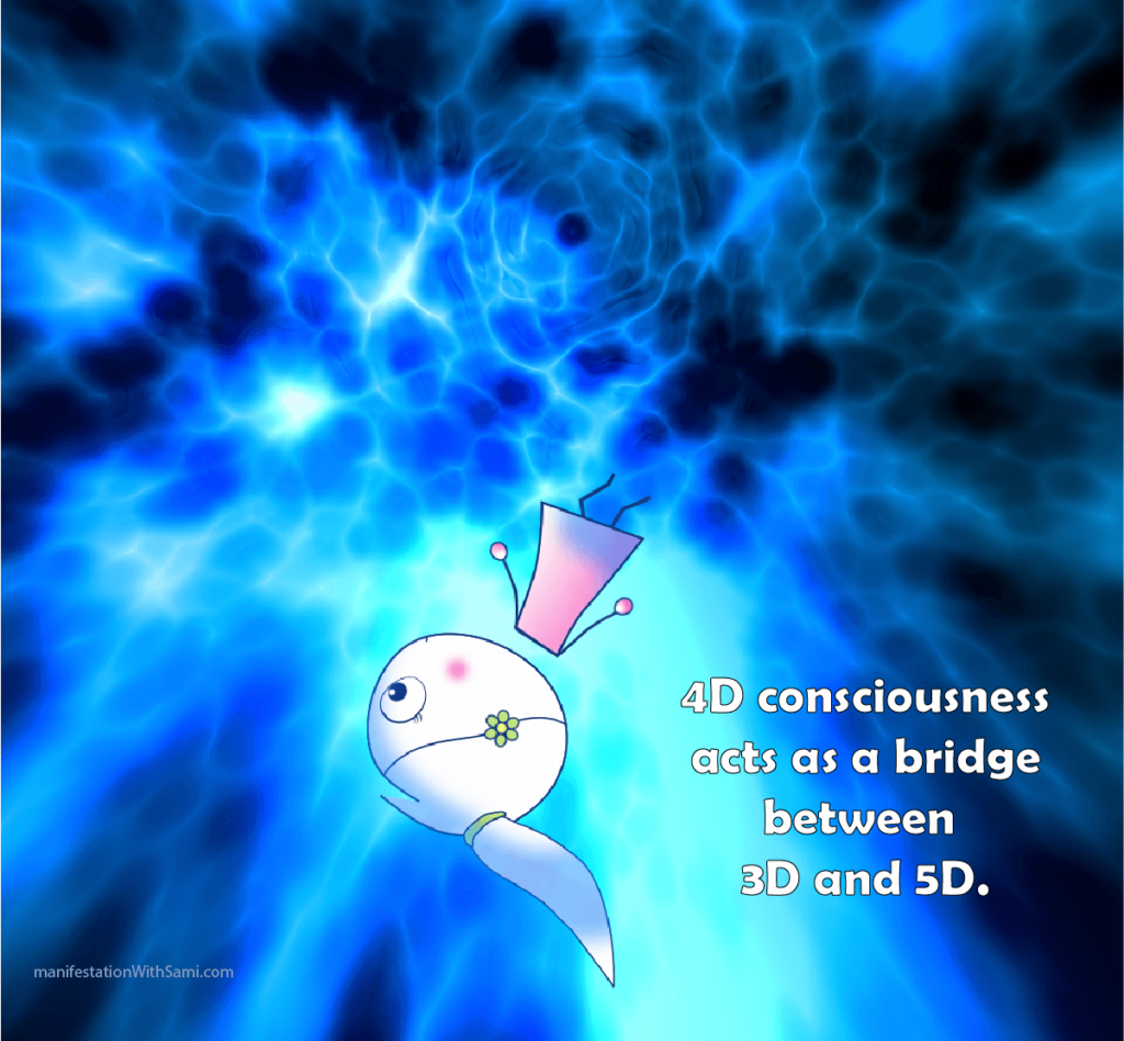 4D consciousness acts as a bridge between the dense vibrations of 3D and the higher frequencies of 5D.